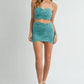 MABLE Ruched Tube Crop Top and Skirt Set Outfit Sets
