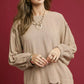 Umgee Linen Scallop Hem Long Sleeve Blouse - DAVERRI FASHIONS