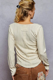 POL Square Neck Cropped Knit Top with Curved Hem | Knit Tops Daverri Fashions