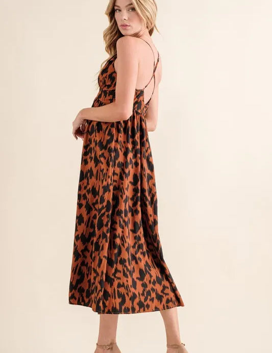 And The Why Leopard Print Plunge Maxi Dress | Maxi Dresses Daverri Fashions
