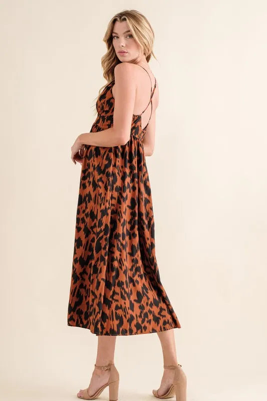And The Why Leopard Print Plunge Maxi Dress Maxi Dresses