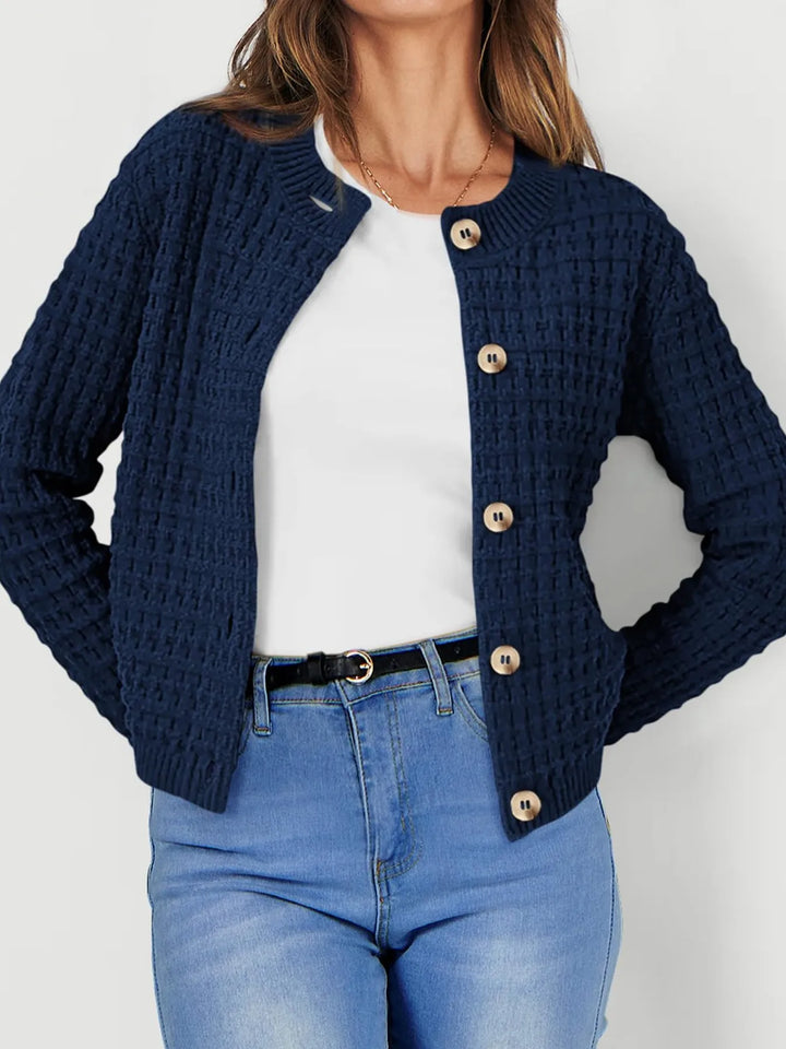 Textured Knit Button-Front Cardigan | Cardigans Daverri Fashions