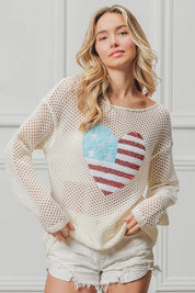 BiBi Sequin American Flag Heart Knit Cover-Up | Cover-Ups Daverri Fashions