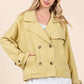 Mittoshop Double Breasted Long Sleeve Trench Coat Jacket Yellow