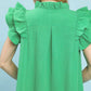 Vibrant green Umgee Seersucker Ruffle Shift Dress with textured fabric