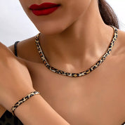 Leopard One Size Chunky Leopard Necklace and Bracelet Jewelry Set | Fashion Jewelry Sets Daverri Fashions