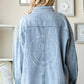 First Love Smile Face Button Down Raw Hem Denim Jacket - DAVERRI FASHIONS