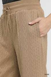 Umgee Cable Knit Textured Wide Leg Pants | Pants Daverri Fashions