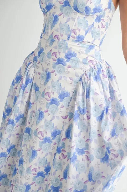 MABLE Sweetheart Neckline Floral Printed Midi Dress Midi Dreses