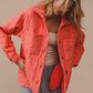 BiBi Quilted Wrinkle Gauze Long Sleeve Shacket CORAL Shackets