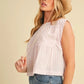 Aemi+Co Ruched Striped Round Neck Sleeveless Top Tops