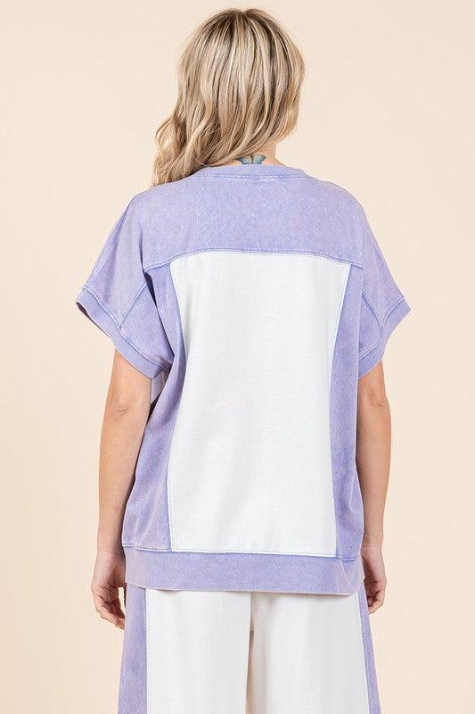 Mittoshop Oversized Color Block Short Sleeve T-Shirt