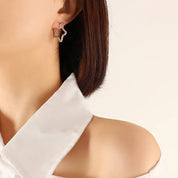 Silver Star One Size Titanium Steel Geometric Huggie Earrings | Earrings Daverri Fashions