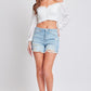YMI Jeanswear Distressed Frayed Hem Denim Shorts Medium Wash Denim Shorts