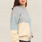 VERY J Color Block Mock Neck Drop Shoulder Sweater Grey - DAVERRI FASHIONS