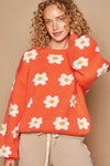 POL Daisy Pattern Drop Shoulder Sweater - DAVERRI FASHIONS