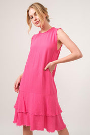 And The Why Washed Fringe Detail Tiered Dress | Daverri Fashions