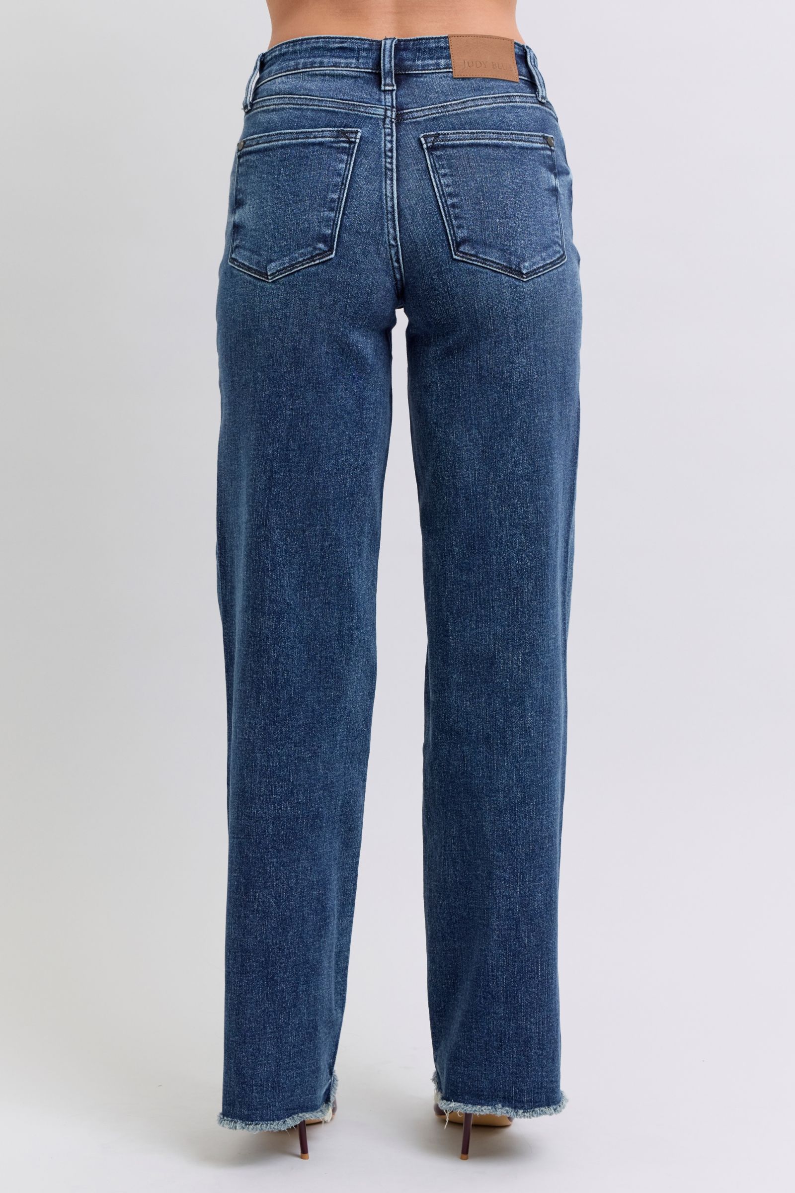 Judy Blue Full Size Raw Hem Mid Rise Jeans | Daverri Fashions