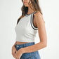 MABLE Contrast Trim Grecian Neck Cropped Tank - DAVERRI FASHIONS