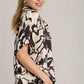 Umgee Full Size Two Tone Print Button Down Top with hidden Plackets Tops