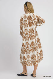 Umgee Mix Abstract Floral Print Midi Dress | Midi Dresses Daverri Fashions