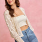 Cream-colored SO ME crochet knit cardigan with intricate patterns