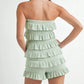 MABLE Pointelle Knit Fabric Ruffled Tube Romper Rompers