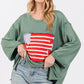 SAGE + FIG Plus Size American Flag Patch Drop Shoulder T-Shirt T-Shirts