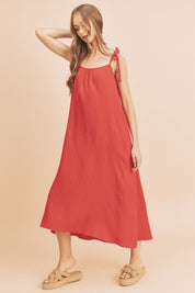 Aemi+Co Midi Cami Dress with Pockets Coral