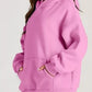 Oversized pink kangaroo pocket long sleeve hoodie with relaxed fit