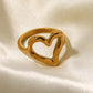 18K Gold Plated Heart-Shaped Ring - DAVERRI FASHIONS
