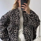 Leopard Print Oversized Bomber Jacket - DAVERRI FASHIONS