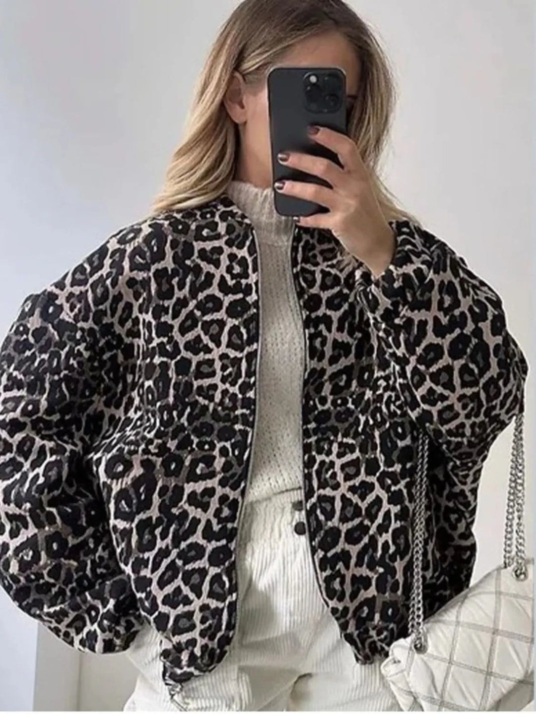 Leopard Print Oversized Bomber Jacket | Jackets Daverri Fashions