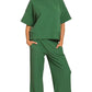 Zenana Ribbed Round Neck Tee & Pants Set - DAVERRI FASHIONS
