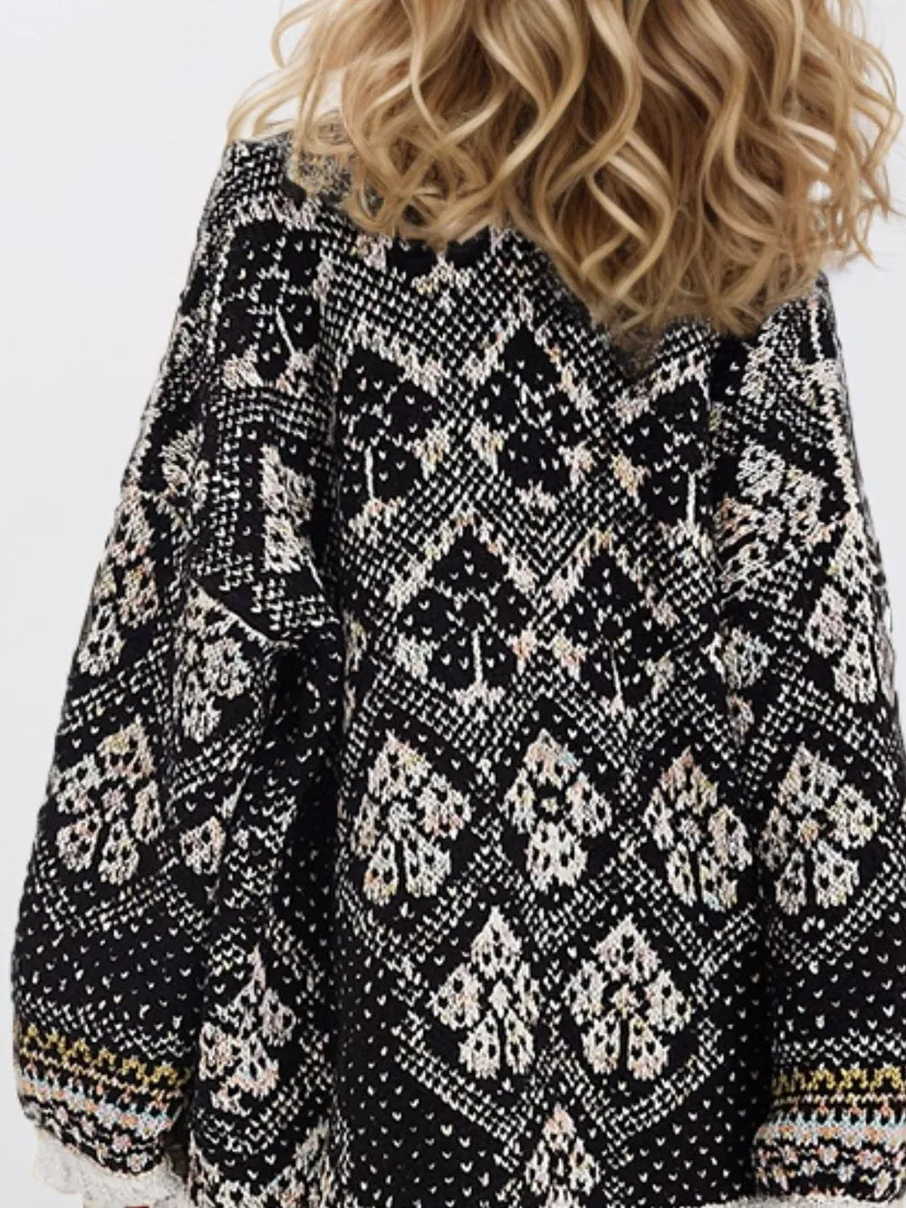 Open Front Long Sleeve Graphic Cardigan | Cardigans Daverri Fashions