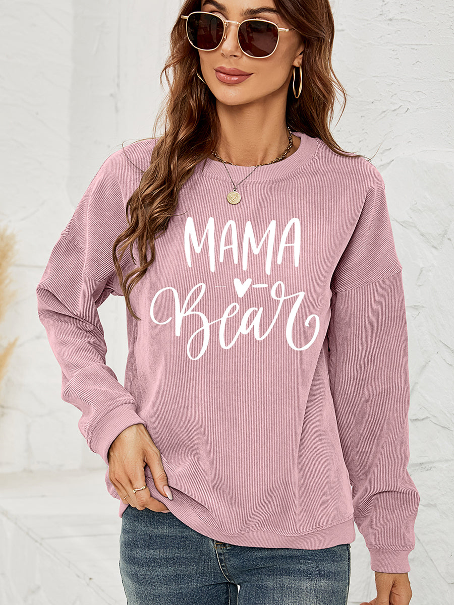 Dusty Pink MAMA Graphic Round Neck Sweatshirt | Sweatshirts Daverri Fashions