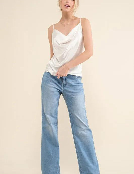 White And The Why Satin Cami with Adjustable Strap | Cami Tops Daverri Fashions