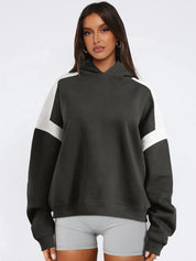 Contrast Dropped Shoulder Long Sleeve Hoodie | Sweatshirts Daverri Fashions
