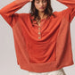 BiBi French Terry Knit Side Block Buttoned Henley Top - DAVERRI FASHIONS
