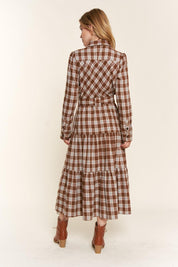 And the Why Plaid Tiered Midi Shirt Dress | Daverri Fashions