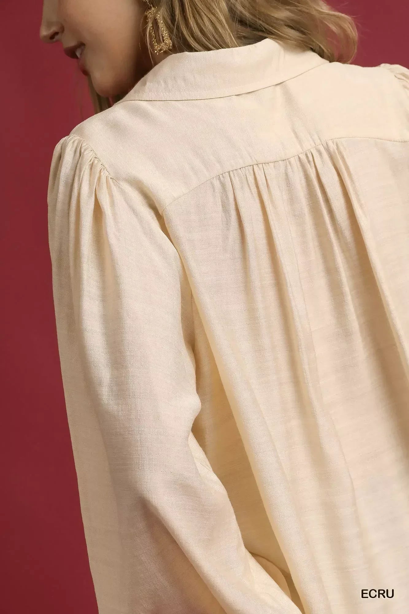 Umgee Long Sleeve Blouse with Leopard Print Trim - DAVERRI FASHIONS