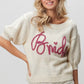 BiBi Metallic Letter Short Puff Sleeve Hairy Sweater - DAVERRI FASHIONS