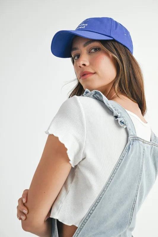 MABLE Square Neck Ruffle Shoulder Denim Overall Romper Shortalls