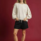 Umgee Linen Long Sleeve Top with Drawstring - DAVERRI FASHIONS