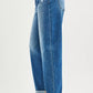 RISEN Plus Size Mid Rise Barrel Jeans in Blue Faded Denim with Rolled Cuffs