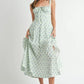 MABLE Floral Print Bustier Back Lace Up Midi Dress