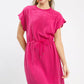 Umgee fuchsia linen blend scallop hem mini dress with ruffles