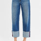 RISEN Full Size Tummy Control Mid Rise Crop Wide Cuffed Jeans Plus Size Jeans
