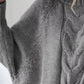 Cozy heather gray cable-knit turtleneck sweater, plus size loose fit