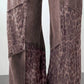 Leopard wide leg pants in brown print with distressed patchwork texture